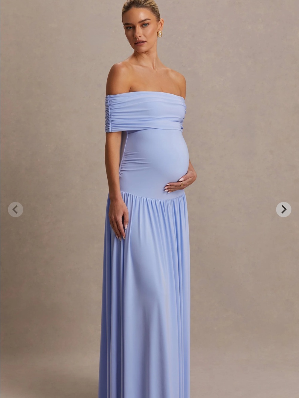Club L London One-Shoulder Maternity Maxi Dress in Light Blue